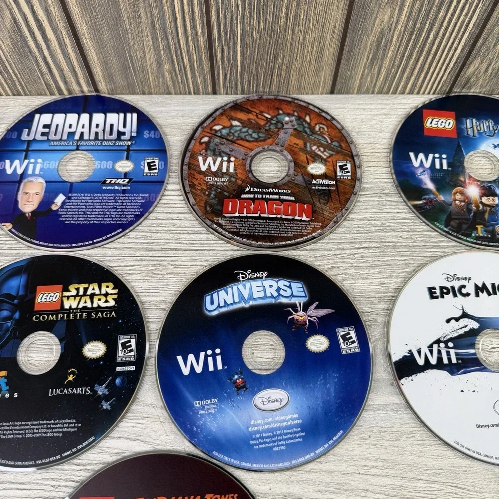 Nintendo Wii - Lot of 9 - Disc Only! Tested Working